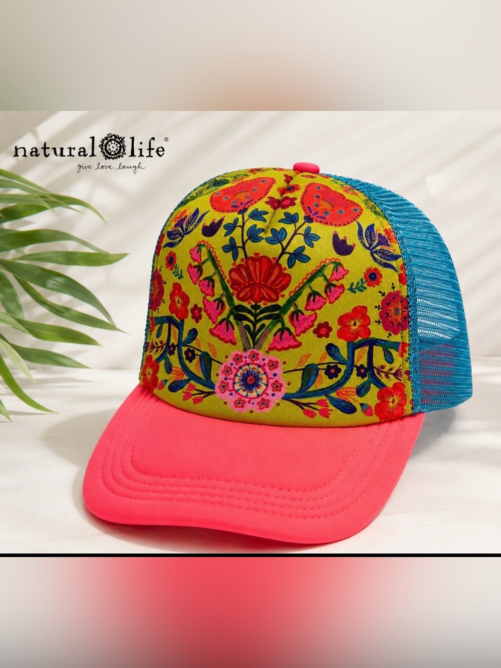 Natural Life Floral Trucker Hat Adjustable Mesh Snapback Bright Boho Surf Beach